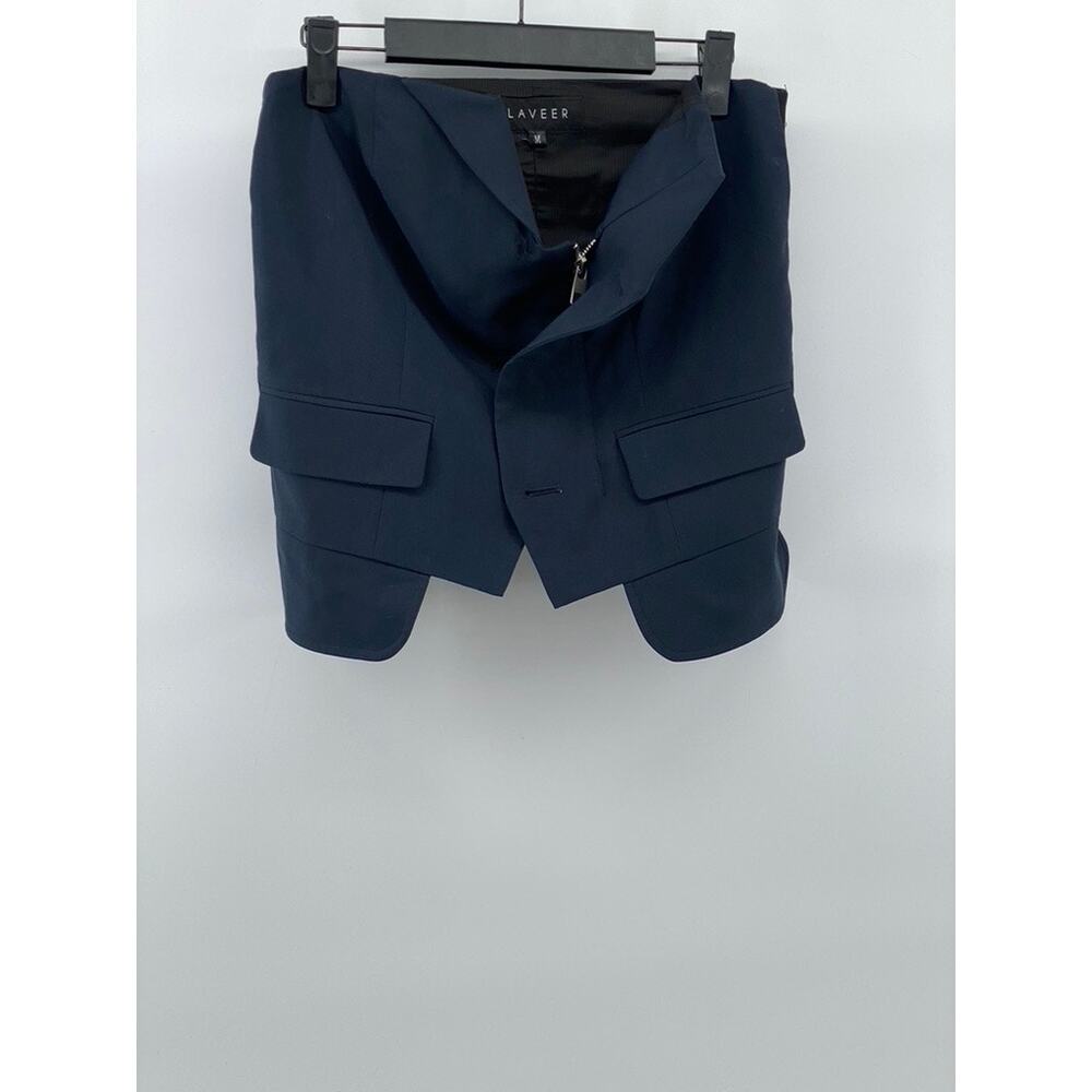 LAVEER Women's navy-Black Strapless Bustier Zip-Up Corset Top SZ M